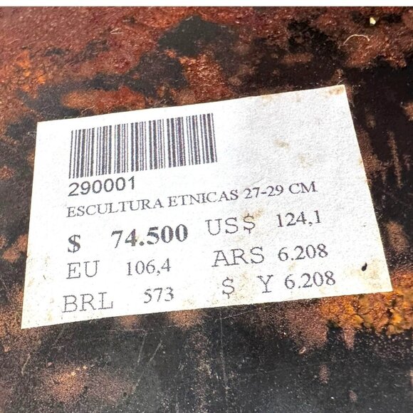 Authentic Selknam Indigenous Art Sculpture From Tierra Del Fuego Chile Cow Hide - Picture 6 of 9